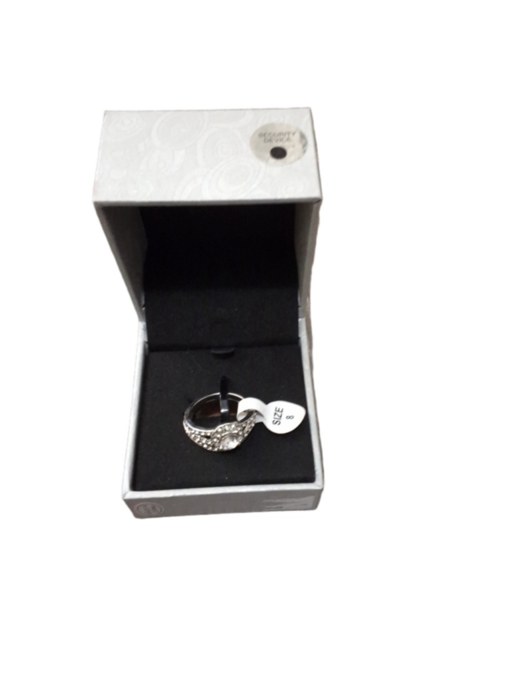 NWT Aura Accessories Silver Tone Rhinestone Ring Set Size 8 - Picture 4 of 5